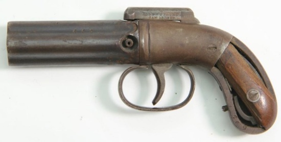 * Allen & Wheelock, four barrel pepperbox, .34 cal, s/n 469, muzzleloading pistol