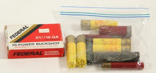 small assorted lot of shotgun ammunition - 16 ga. buck and other.