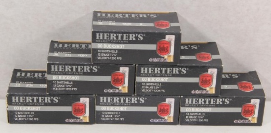 6 boxes of Herter's Select Defense 00 buckshot 12 gauge 2.75 inch 9 pellet. Sold per box,