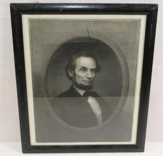 Abraham Lincoln in Pointellism in frame, overall size approximately 20.5" wide x 24.5" high.