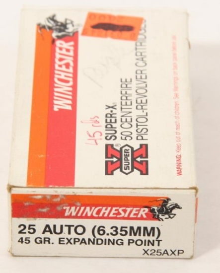 45 rounds .25 auto assorted conditions. Sold as one lot. Must ship UPS Ground.