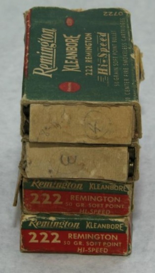 4 boxes .222 Rem 50 grain. Sold by the box, 4 times the money. Must ship UPS Ground.