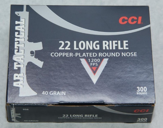 AR Tactical .22 LR CCI 40 grain copper plate round nose 300 rounds. Must ship UPS Ground.
