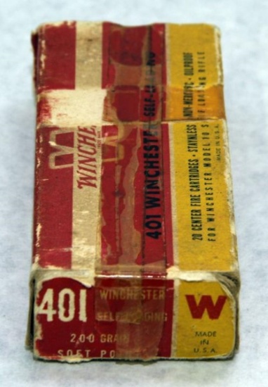 Full box Winchester .401 Winchester Self Loading 200 grain sp. Must ship UPS Ground.