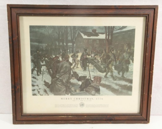 "Merry Christmas , 1776/The U. S. Army in Action" print, framed. Overall approx. 27.5" w x 23.5" h