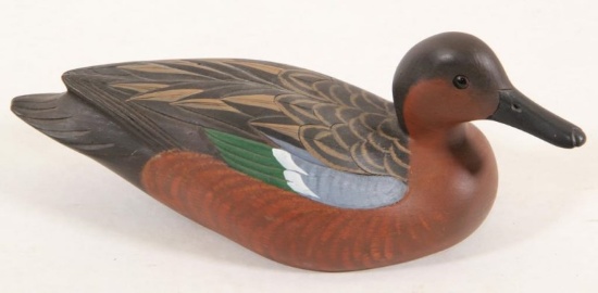 B. Kearns 1993 Cinnamon Teal wooden decoy, 11" long