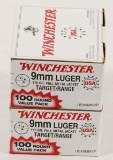 9mm Luger 115 gr FMJ 100 round box Winchester Target/Range, sold per box, 2 times the money