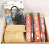 Flat lot with 2 DriRod DR12 electric timer and 2 sand bags