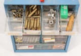 Parts bin full of assorted reloading supplies, cleaning supplies and more.