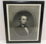 Abraham Lincoln in Pointellism in frame, overall size approximately 20.5