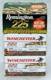 3 boxes Winchester and Remington .22 LR, 222 & 225 per box. Sold by the box, 3 times the money.