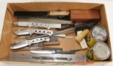 Flat lot of knife manufacturing supplies to include 3 F.E. Weber steel blanks and others;