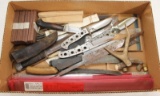 Flat lot of knife manufacturing supplies to include F.E. Weber blanks, Starrett #496 flat stock,