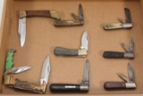 Flat lot containing 9 folding blade Barlow & other pocket knives.
