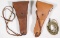 (2) US marked leather holsters both SEARS/1942, one with lanyard, showing assorted wear