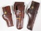 (3) leather holsters, Heiser 420 for Colt Woodsman, Heiser 423 for 32 Auto