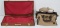 Mulholland canvas & leather range bag with shoulder strap and wooden presentation case