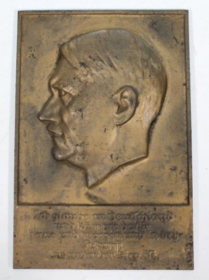 cast iron Adolf Hitler plaque, 8.5"x12.5"