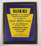 Pennsylvania Game Commission framed poster, Very Rare 1953.  