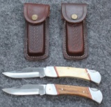 two unmarked folding blade knives, 9