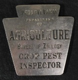 Pennsylvania Department of Agriculture Bureau of Zoology Crop Pest Inspector badge (Rare)