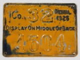 Pennsylvania 1925 metal hunting license