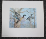 1983 Pennsylvania Waterfowl Management stamp print by Ned Smith, signed, 6090/7380 with stamp