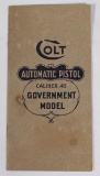 Colt Early Automatic Pistol Cal 45 Government Booklet