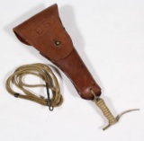 US marked G. & K./1918/A. G. 1911 brown leather holster with lanyard showing assorted wear