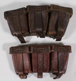 (2) leather ammo pouches, one dated 1938, both marked, showing assorted wear