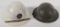 (2) steel helmets; WWI and Civil Defense