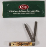 Case Damascus twin blade Baby Doo BN PO 62820P DAM No. 05712 BRNT AMBER original box knife
