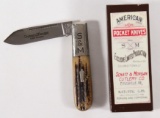 Schatt & Morgan Cutlery Co. #69 spear 1095 carbon single blade knife in two piece box.