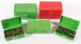 assorted lot of (5) Case-Guard ammo boxes with collectible .32 A.C.P., 9mm and other ammo,