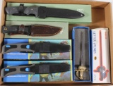 lot of (5) boxed knives to include (2) Cuchillo Deportivo, (2) Divers and other, selling as lot