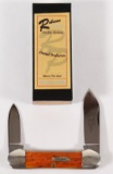 Robeson Tool Steel Limited Production Pocketeze #64 Autumn Gold twin blade knife in two piece box.
