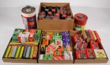 large lot of empty advertising ammo boxes, powder tins and containers, primer trays & bullet boxes