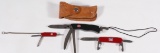 (3) Victorinox Swiss Army style knives, (1) 6 blade with toothpick, black handles