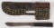 Russell Green River knife in period Indian trade brass button embellished l
