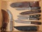 (5) knives including Russell Green River knives, one being marked Abercromb