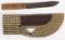 Indian trade style, brass button embellished leather knife sheath with approx. 200 buttons
