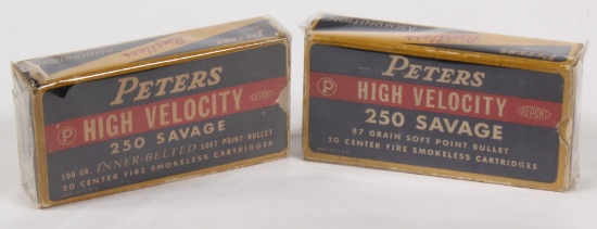 (2) boxes Peters Rustless "High Velocity"  .250 Sav., one box full factory,