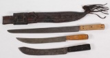 (3) Russell Green River knives, largest is 23.5