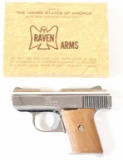 Raven Arms, Model MP-25, .25 Auto, s/n 1009102, pistol, brl length 2.25