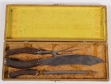 Russell Green River carving set boxed, Part of the George Knapp collection