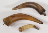 lot of (3) powder horns, largest is approx. 14