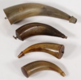 lot of (4) powder horns, one dated 1856, largest measures 10.5
