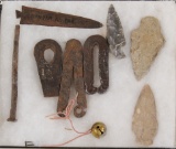 Riker mount of Indian arrowheads and other relics, Part of the George Knapp