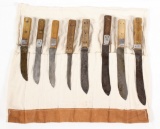 knife bedroll of Russell Green River Butcher cutlery and others, (8) total
