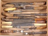 assorted cutlery lot and sharpening steels/carving set, (17) total pieces.